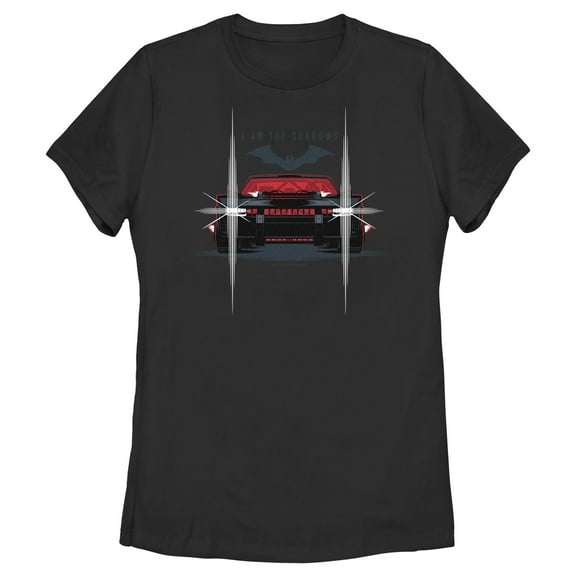 Women's The Batman Batmobile Headlights I Am The Shadows  Graphic Tee Black 2X Large