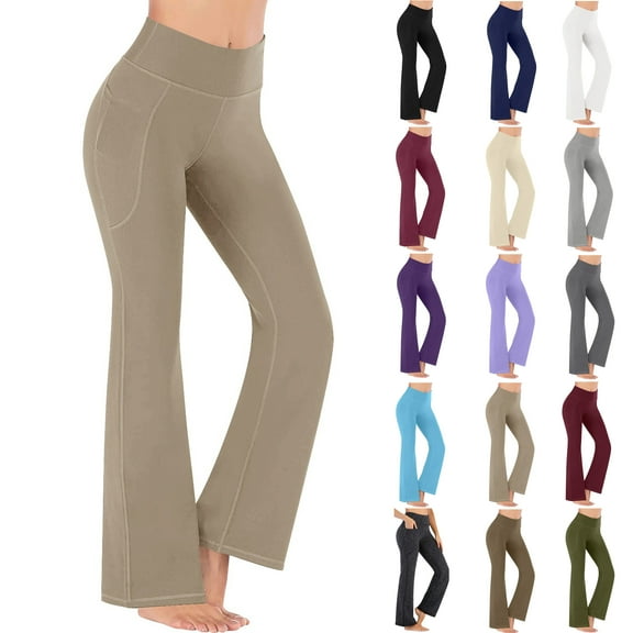 Yoga Pants for Women, High Waisted Workout Leggings with Pockets Women Oversized Drying Tight Elastic Comfortable Fitness Pants Yoga Pants Beige S