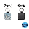 thumbnail image 4 of Kawaii Emperor Penguins Faux Leather Square Keychain, 4 of 7