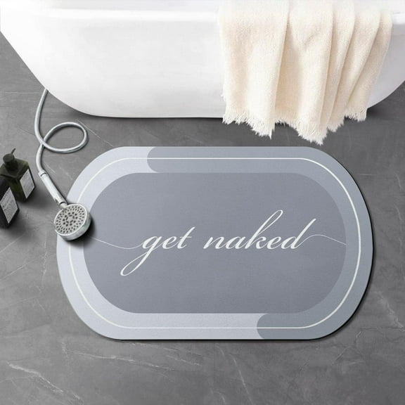 Funny Bath Mat 17"x27" Non Slip Quick Dry Super Water Absorbent Modern Oval Blue Bathroom Rug Rubber Backed Washable Thin Bathroom Rugs Fit Under Door