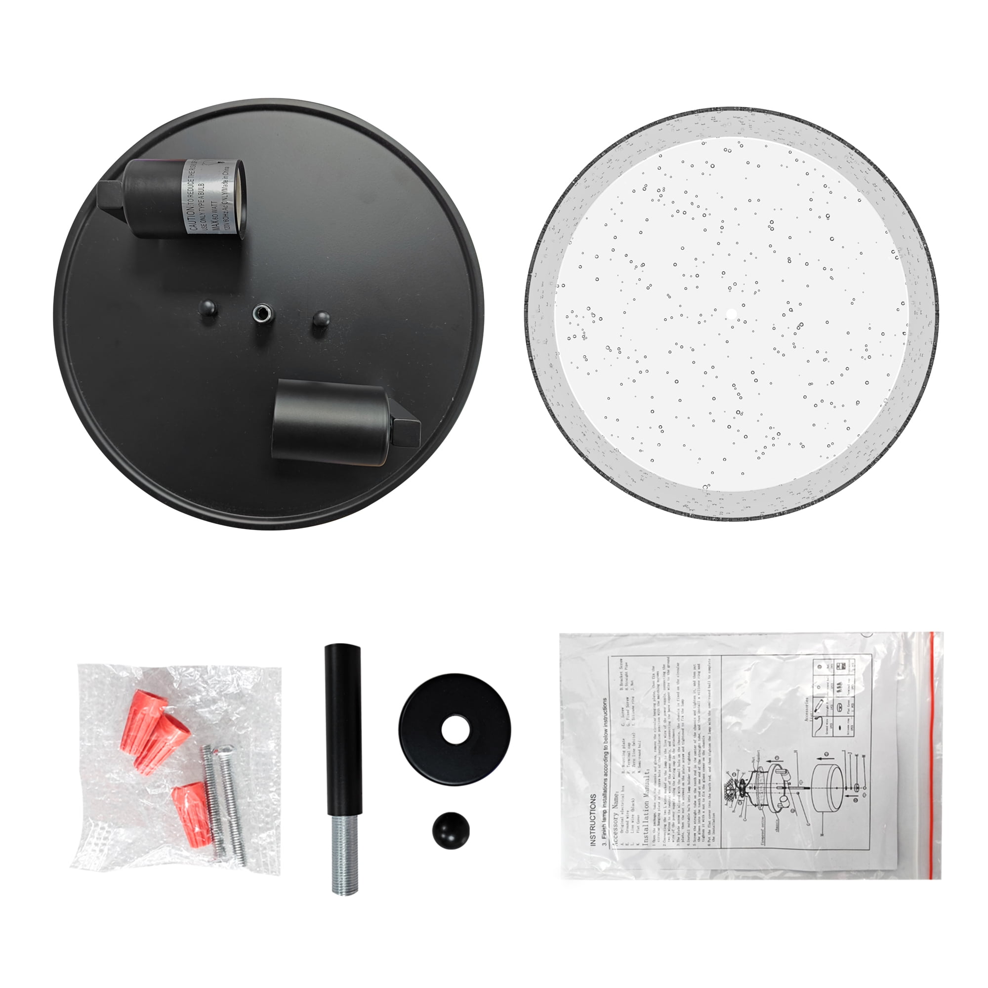 GCGAFUL Modern Black Flush Mount Ceiling Light, Farmhouse Iron Light Fixture with Seeded Glass, for Hallway Kitchen Bedroom