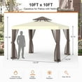 thumbnail image 6 of 10'x10'  Patio Gazebo Tent Outdoor Canopy Shelter w/ Mosquito Netting & 2-Tiered Vented Top  for Garden, Backyard Deck And Lawns, 6 of 9