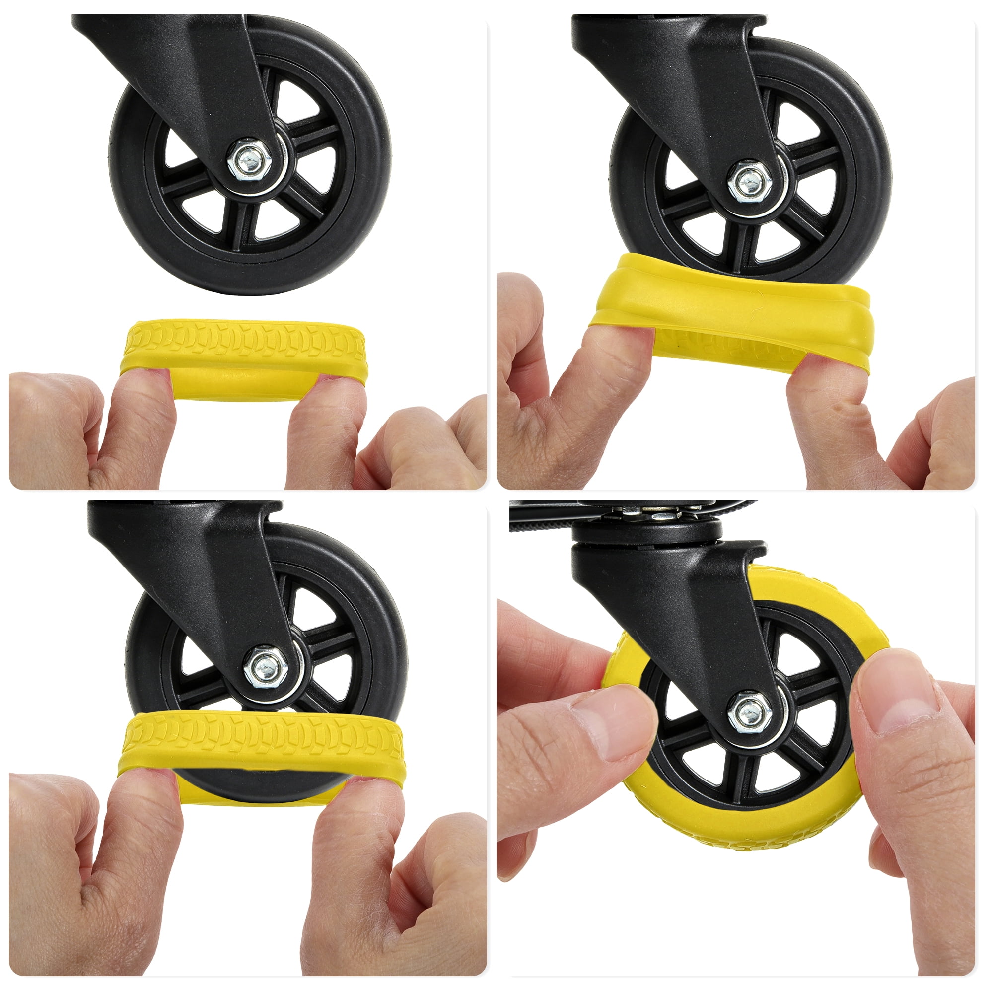 Unique Bargains Durable Convenient Luggage Wheel Covers for Travel 4Pcs Yellow