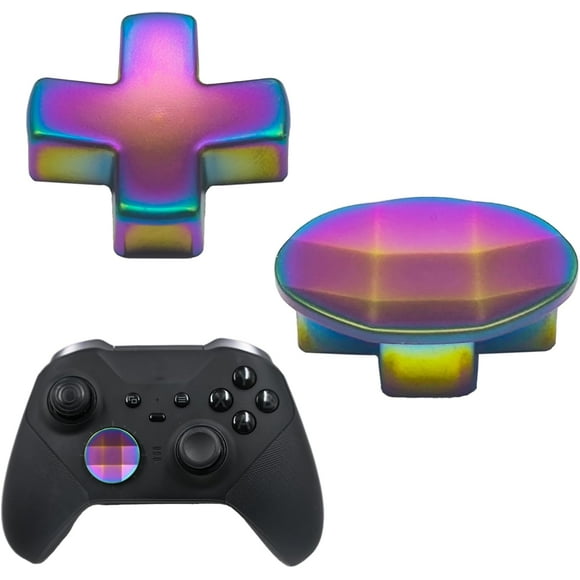 TRAHOO-2 in 1 Metal D-Pads for Xbox One Elite Series 2,Elite Controller Metal D-Pads,Directional Pad Button Kits Replacement Parts for Xbox Controller Series 2 Core/Elite Series 2 Controller(Rainbow)