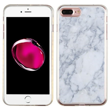 Slim-Fit Case for Apple iPhone 8 PLUS / 7 PLUS, OneToughShield ® Premium TPU Gel Protector Phone Case - Marble / Clouds