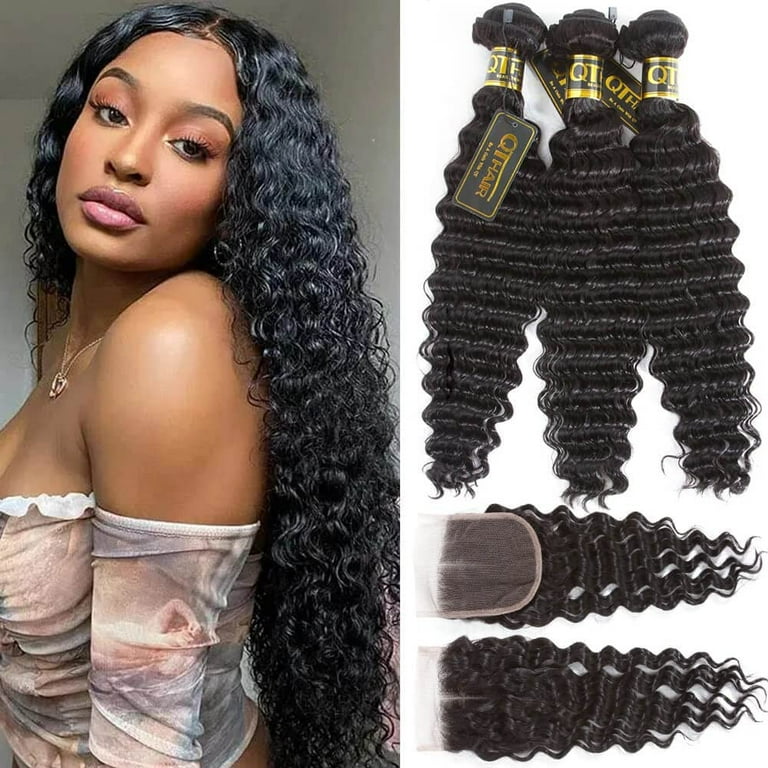 12A Brazilian Virgin Hair Deep Wave Human Hair Bundles 18 20 22 16