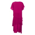 thumbnail image 6 of Puliio Summer Dresses for Women Short Sleeve Round Neck Asymmetric Layer Midi Elegant Office Casual Dress, 6 of 8