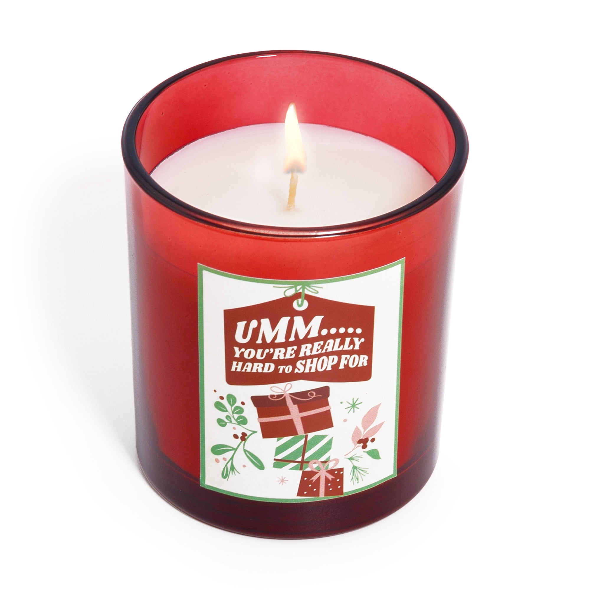 Mainstays 1-Wick Glass Jar Candle, Umm You're Really Hard to Shop For, Country Holiday Scent, 7 oz