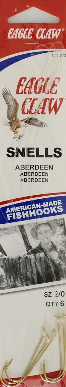 Aberdeen Eagle Claw Snelled Hooks Size 2 LOT of TWELVE Packs  #121-2 