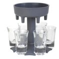 thumbnail image 1 of Soporte para dispensador de vino, dispensador y soporte para 6 vasos de chupito, separador de cerveza, accesorio para fiesta, color gris, 1 of 3