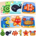 thumbnail image 1 of Puzles de madera para niños pequeños Lovestown Montessori Sea Animal x6, 1 of 7
