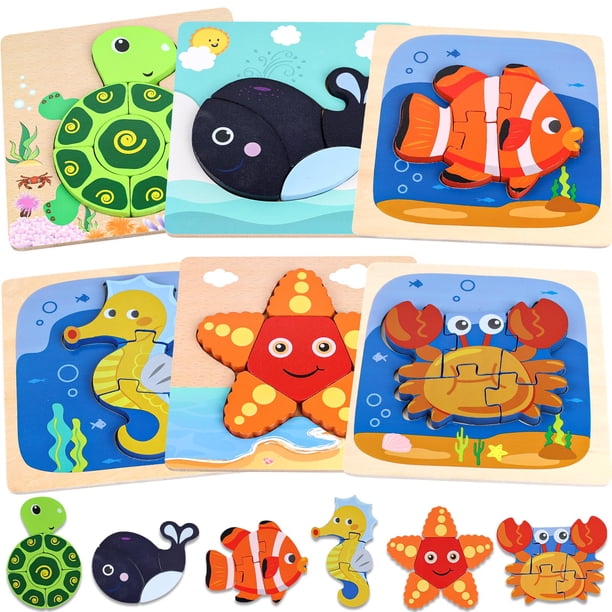 Puzles de madera para niños pequeños Lovestown Montessori Sea Animal x6