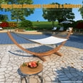thumbnail image 2 of 10 Feet Russian Pine Hardwood Arc Frame Hammock Stand with Hooks and Chains-Brown, 2 of 9