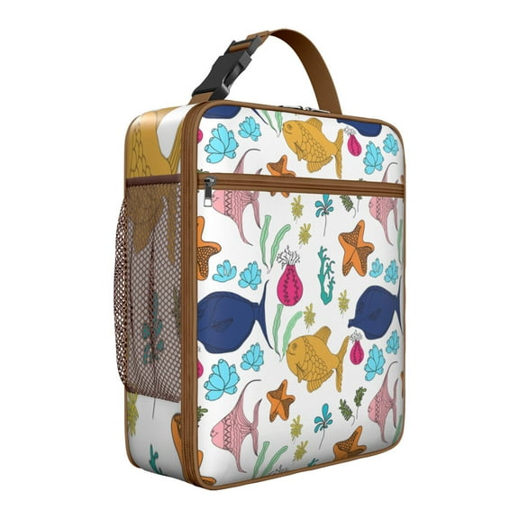 Reusable Insulated Lunch Box & Bag Set: Starfish Theme Ocean Life Series, Leakproof Soft for Teenagers/Adults, Compact with Pockets for School/Work