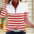 thumbnail image 5 of QUNYINEY Striped Womens Trendy Tops 2026 Casual Spring Long Sleeve Shirt Loose Fit Pullover Mock Neck Quarter Zip Womens Blouses, 5 of 5