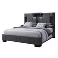 thumbnail image 4 of King Size Platform Bed with Wireless Charging, LED Lights & Bluetooth Speakers, Dark Gray Upholstered Bed Frame with Storage, 4 of 5