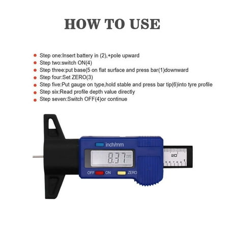 High-precision digital tyre tread depth ruler Car tyre wear inspection ...