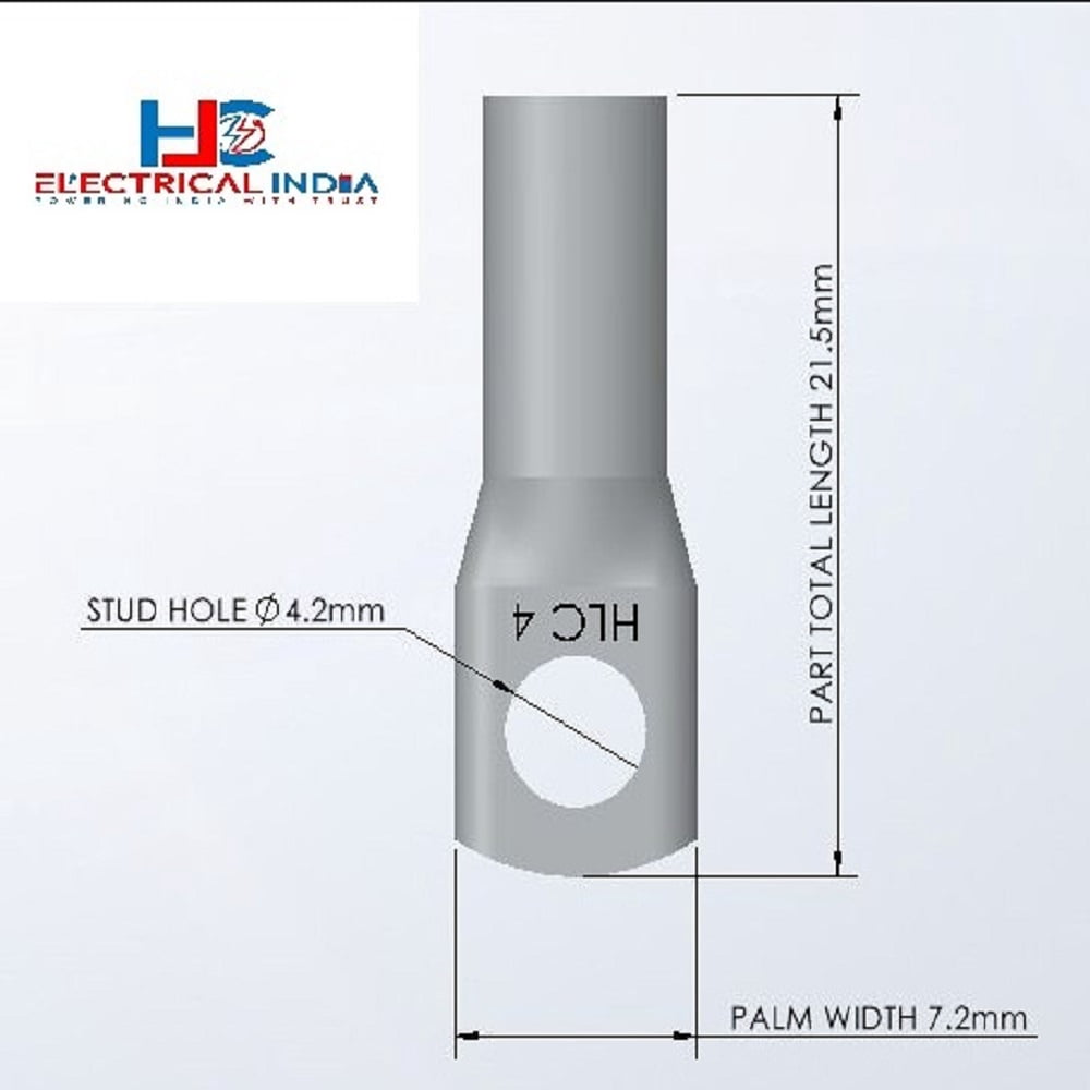 HLC Aluminum Lug | 4 mm² Wire Connector | Stud Hole | Heavy Duty Electrical Cable Lug | Crimp Type pack of 6