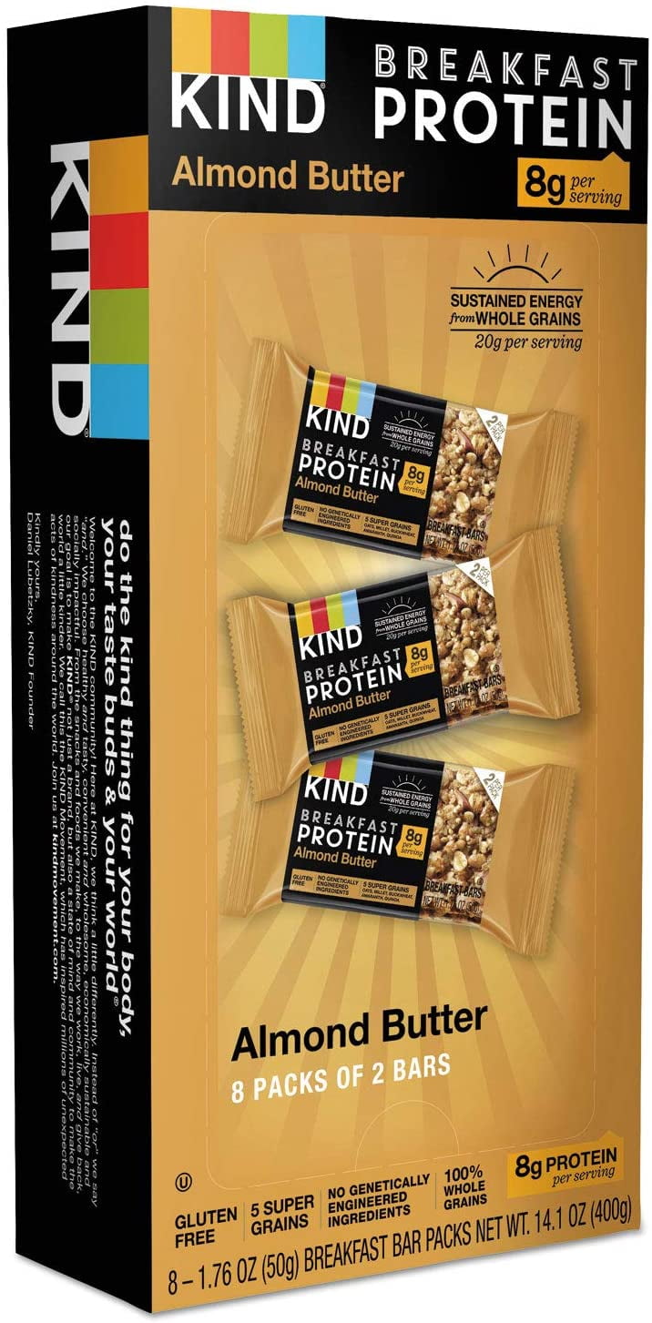 KIND Breakfast Protein Bars Almond Butter 8 Packs of 2 Bars