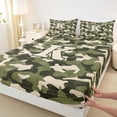 thumbnail image 3 of Feelyou Kid Monogrammed K Twin Sheet Sets, Kawaii Green Camo Bedding, 3 Pieces, 3 of 7