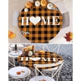 thumbnail image 6 of Round Tablecloth with Elastic Heart Home Sign Farm Rustic Orange Checked Plaid Waterproof Stain-proof Table Cover Wipeable Fitted Table Cloths for 55"-60" Round Tables Dining Kitchen, 6 of 6