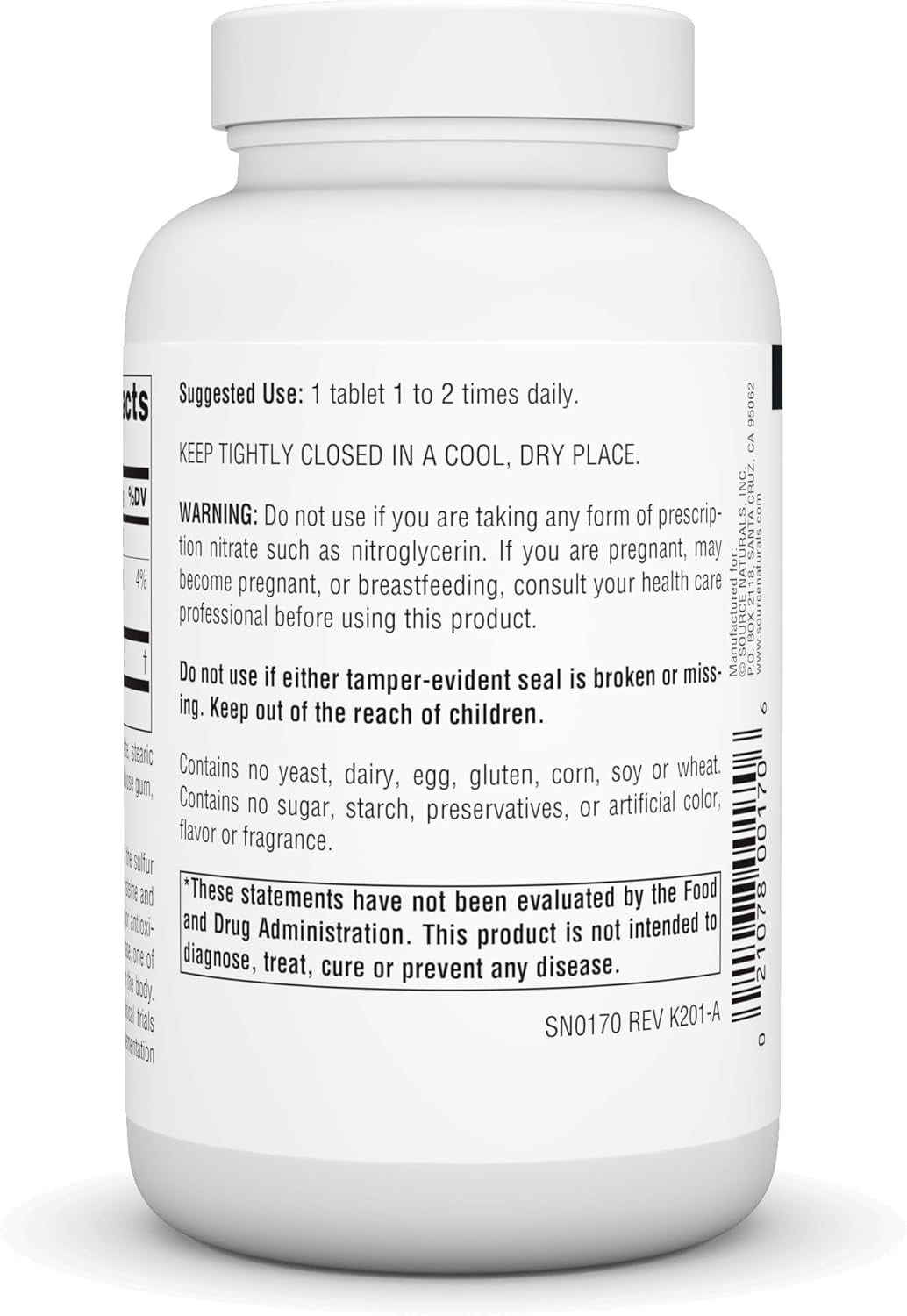 Source Naturals N-Acetyl Cysteine, Antioxidant Support*-  1,000 mg 120 Tabs