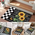 thumbnail image 5 of 2x3 Ft Entryway Area Rug, Sunflower Kitchen Rug Runner Washable Floor Mat, Summer Botanical Floral Vintage Black Plaid Non Slip Indoor Door Mat Throw Carpet for Bathroom Living Room Bedroom, 5 of 8