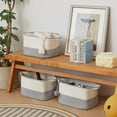 thumbnail image 6 of Cotton Rope Storage Basket Set of 3 (15"x10.2"x9.1") - Rectangle Storage Bins - Versatile Toy Storage Organizer - Perfect for Kids, Dog Toys, Books, Shelves - White & Grey, 6 of 12