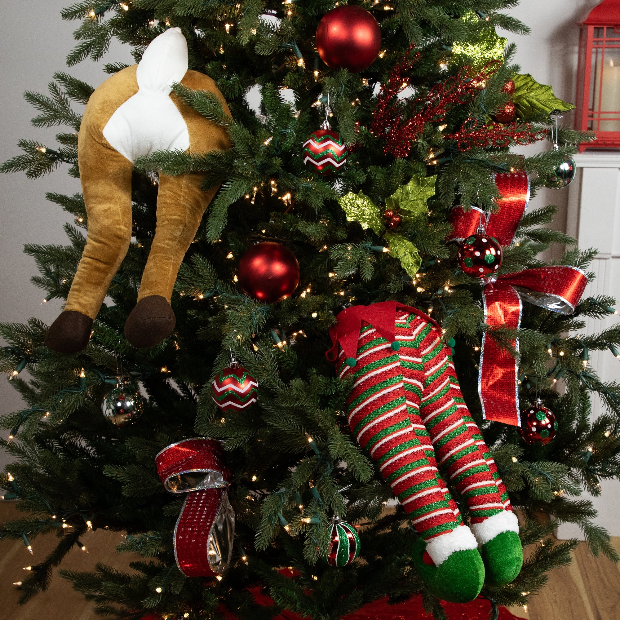Northlight 20" Plush Hanging Reindeer Legs Christmas Decoration