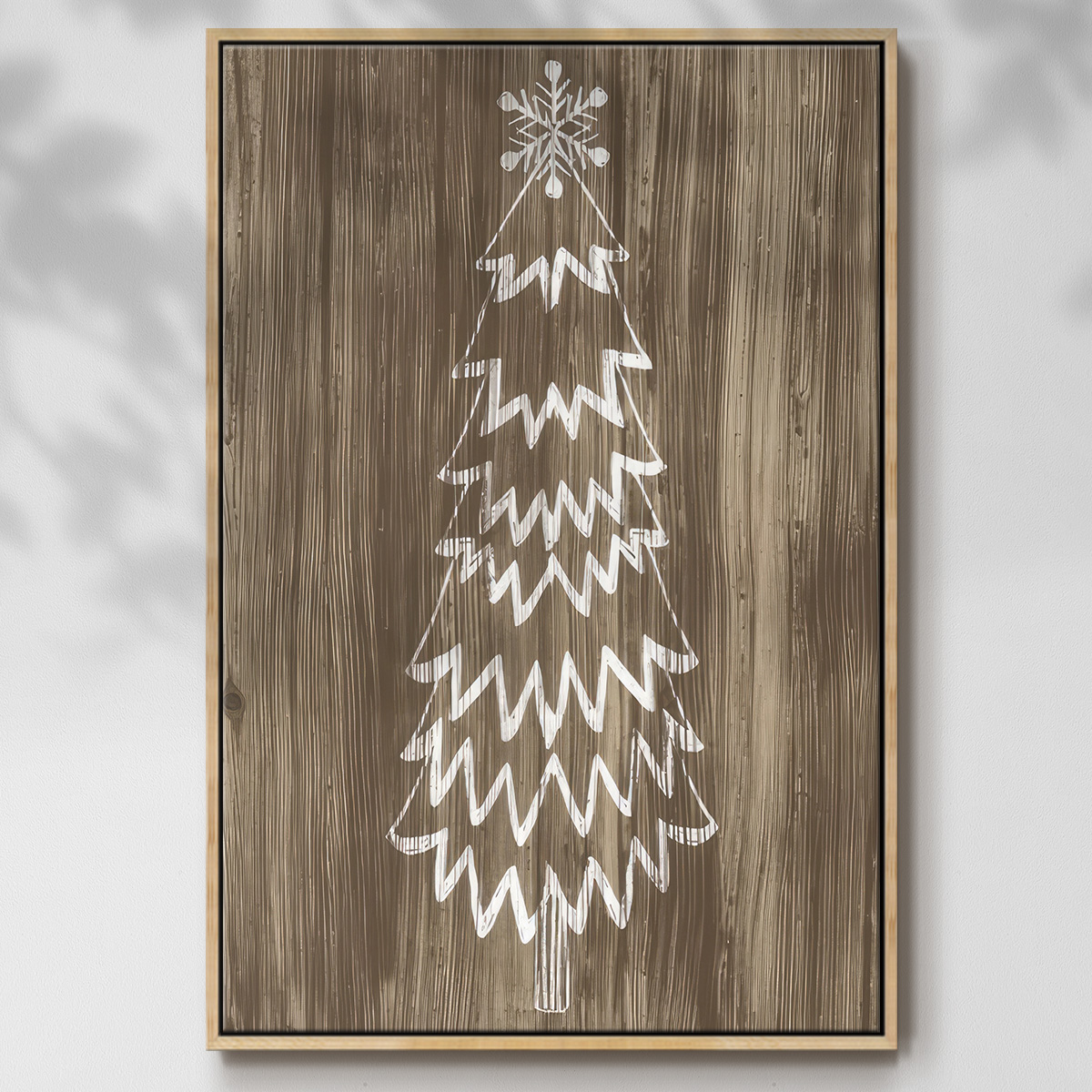 Barnwood Wonderland VIII - Framed Gallery Wrapped Holiday Canvas - 27 x 41 - Natural Wood Frame