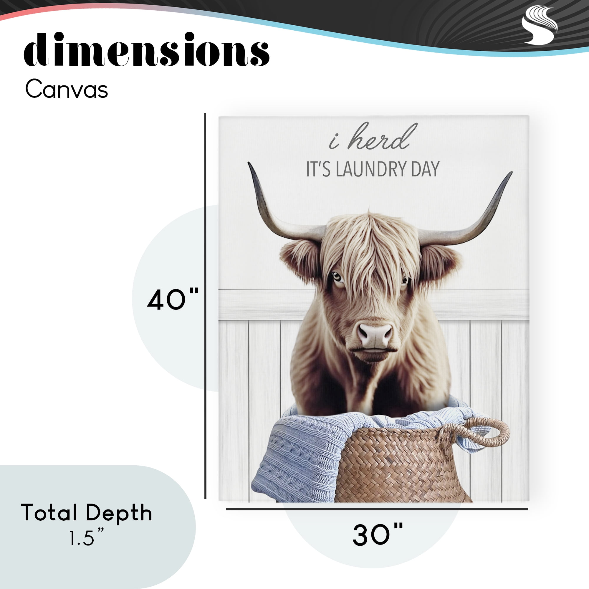 Herd It's Laundry Day Canvas Wall Art, design by Marcus Prime