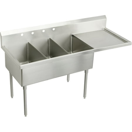 Elkay Wnsf8372rof Weldbilt 97-1/2" Triple Basin Free Standing Stainless Steel Utility Sink
