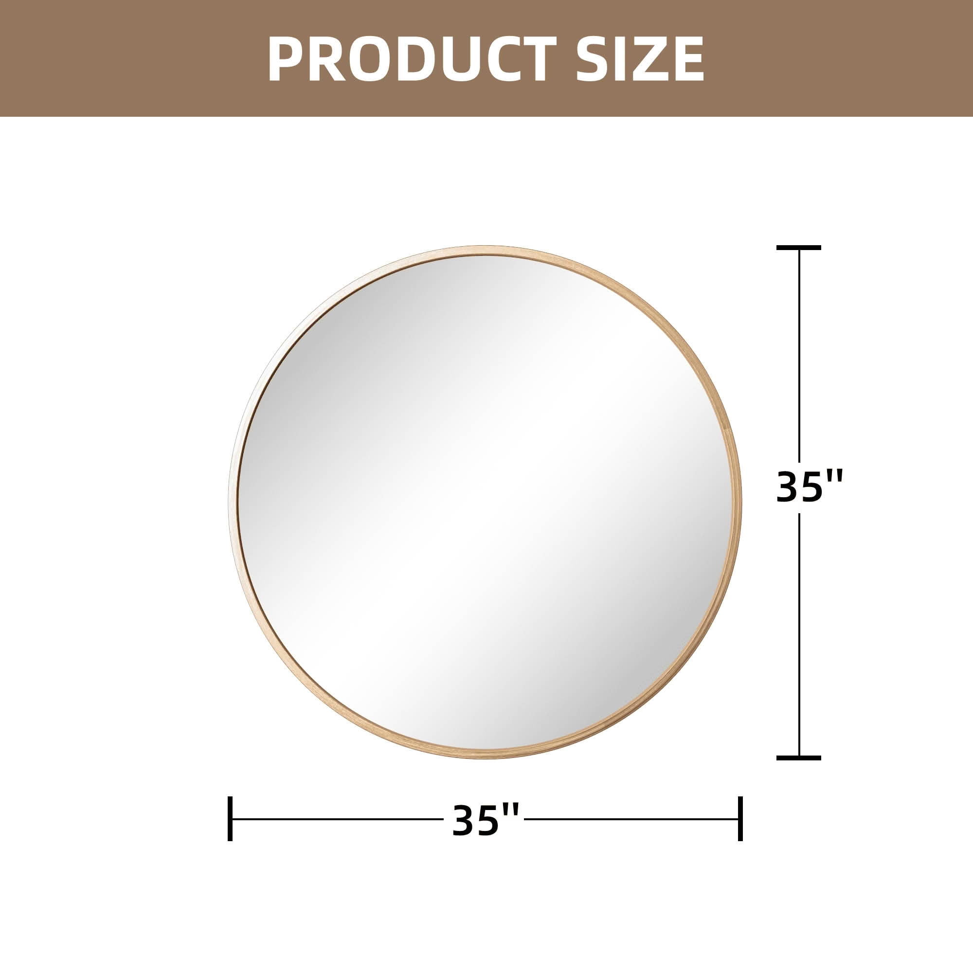 MAYEERTY 35x35x1 Inch Gold Thin Edge Aluminum Round Wall Mounted Mirror for Home Decor