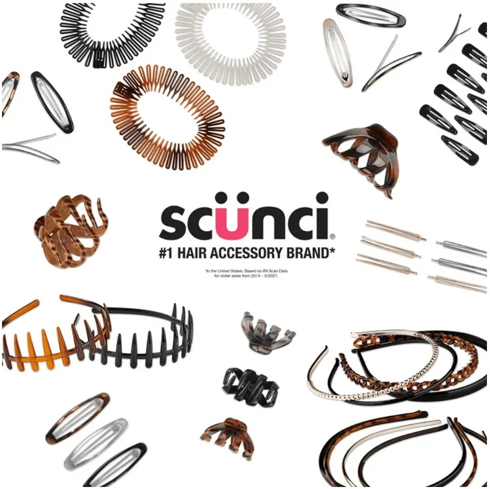 Scunci Blush Beige Soft Touch Open Cut Rectangle Claw Clip & No-Slip Grip Flexible Plastic Skinny Headbands in Black and Brown, 2 Ct