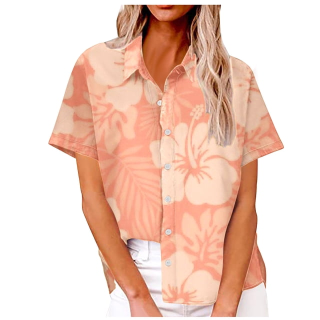 Camisas de Manga Corta para las Mujeres Impresas Cuello Redondo Blusa Casual, Fluido Y Versátil de las Mujeres