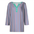 thumbnail image 4 of GYUJNB 3/4 Length Sleeve Womens Tops Button Down Summer Henley Neck T Shirts Plus Size Blouses, 4 of 5