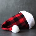 thumbnail image 6 of Esaierr Santa Claus Hat Red and Black Checkered Christmas Hat Christmas Decoration 16.2*12.2inch, 6 of 7