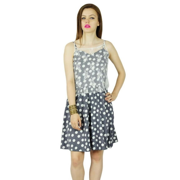 Bimba Polka Dots Dress With Poncho Top Spaghetti Strap Pouf MiniCustom Dress