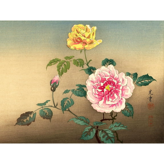 Koitsu Colourful Roses Flowers Japanese Painting Extra Large XL Wall Art Poster Print