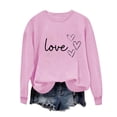 thumbnail image 1 of Sudadera Penkiiy Valentine para mujer: lindas camisetas del día de San Valentín Love Heart Graphic Print Suéter de manga larga Tops XS Pink, 1 of 5