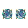 thumbnail image 3 of 4 Ct Round Cut Studs Blue Moissanite 14K Yellow Solid Solid Gold Everyday Dainty Earrings Screw Back, 3 of 7