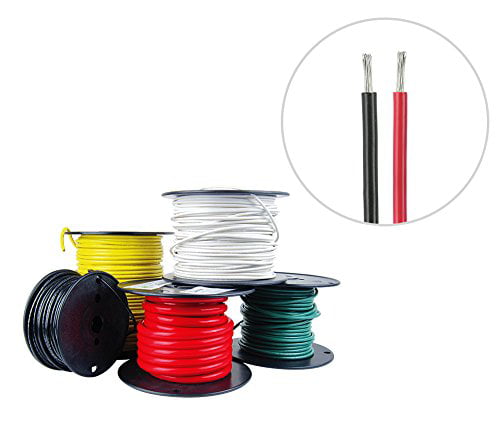 Made in The USA Red/Black Conductor White PVC Jacket Tinned Copper Boat Cable 14/2 AWG Duplex Flat DC Marine Wire