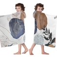 thumbnail image 4 of Blue Boho Abstract and Plant Pattern Hooded Bath Towel，60"x35" for Ages 3 To 12 Kids, Quick Dry Lightweight Soft Microfiber Hood Beach Towel Cover Up for Kids, 4 of 7