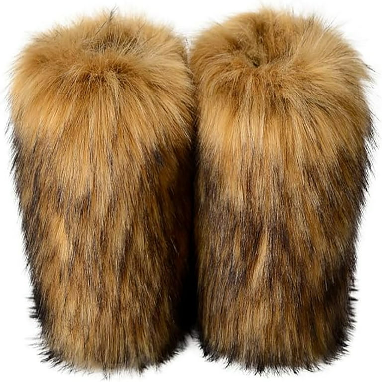 Yijiaran Women Faux Fur Snow Boots, Short, Size 7, Warm Flat Shoes