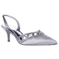 thumbnail image 1 of Womens Adrianna Papell Haven Pointed Toe Slingback Dress Pumps - Silver, 1 of 6
