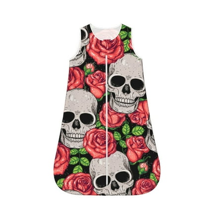 

Cauagu Skull and Roses for Infant Wearable Blanket Unisex Girl Boy Swaddle Transition Sack - Newborn Essentials Sleep Clothes-Large
