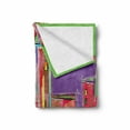 thumbnail image 2 of Fine Art Soft Flannel Fleece Throw Blanket, Pastel Toned Quirky Purple Skyline of Urban View with Moon Twilight Town, Cozy Plush for Indoor and Outdoor Use, 60" x 80", Multicolor, by Ambesonne, 2 of 6
