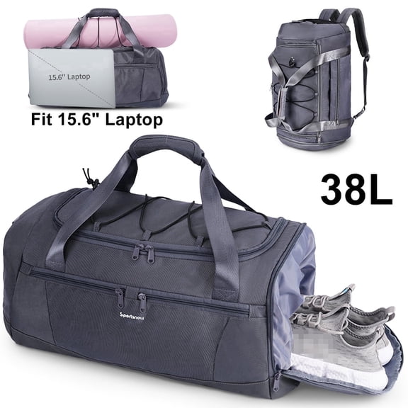 Overnight Bag Large Capacity Duffel Bags With Shoe Compartment Tote With Trolley Sleeve Sports Gym Backpack Weekender Bag for Travel 38L