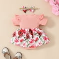 thumbnail image 4 of WIBACKER Baby Girl Summer Clothes Newborn Girls Short Sleeve Letter Print Romper +Headband Infant Bodysuit Skirt Outfit 0-18 Months, 4 of 9