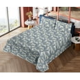 thumbnail image 4 of Ambesonne Ethnic Fitted & Flat Sheet with Shams 4 Pcs Set, Leaf Silhouettes Traditional, Full, Slate Blue Ivory, 4 of 5